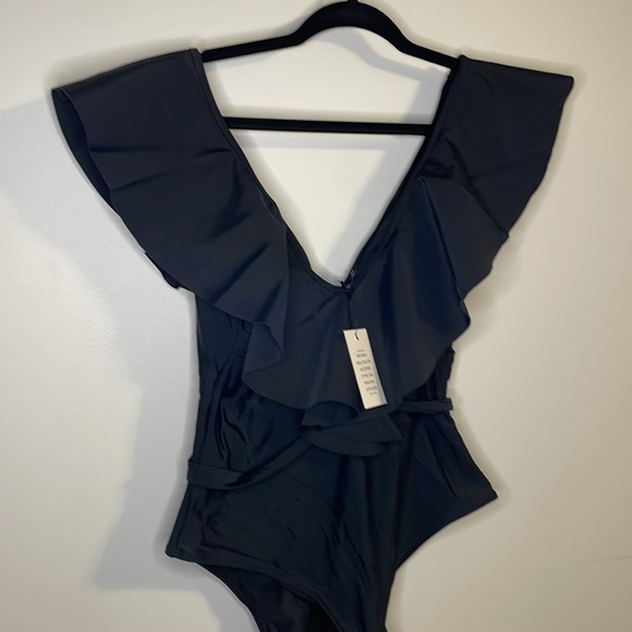 Eloquii Black Ruffle Swimsuit - Picture 3 of 11